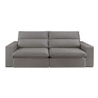 Sofá Retrátil E Reclinável Bee 2,90 M Veludo Cor Cinza 2103 Usb Sem Kit Usb