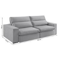 Sofá Retrátil E Reclinável Bee 2,90 M Veludo Cor Cinza 2103 Usb Sem Kit Usb - 7