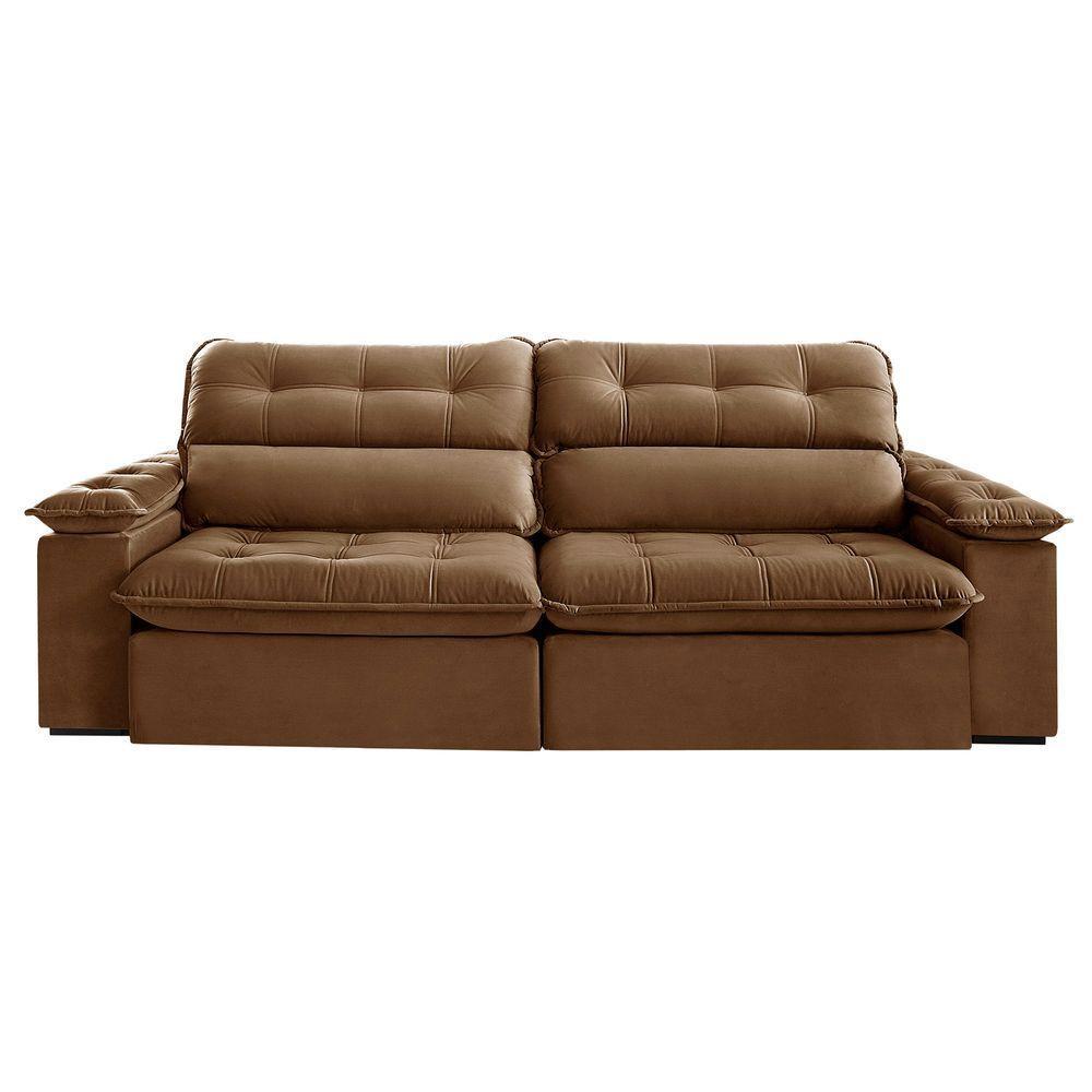 Sofá Retrátil E Reclinável Texas 2,94m Veludo Cor Marrom 2131 Usb Sem Kit Usb - 4