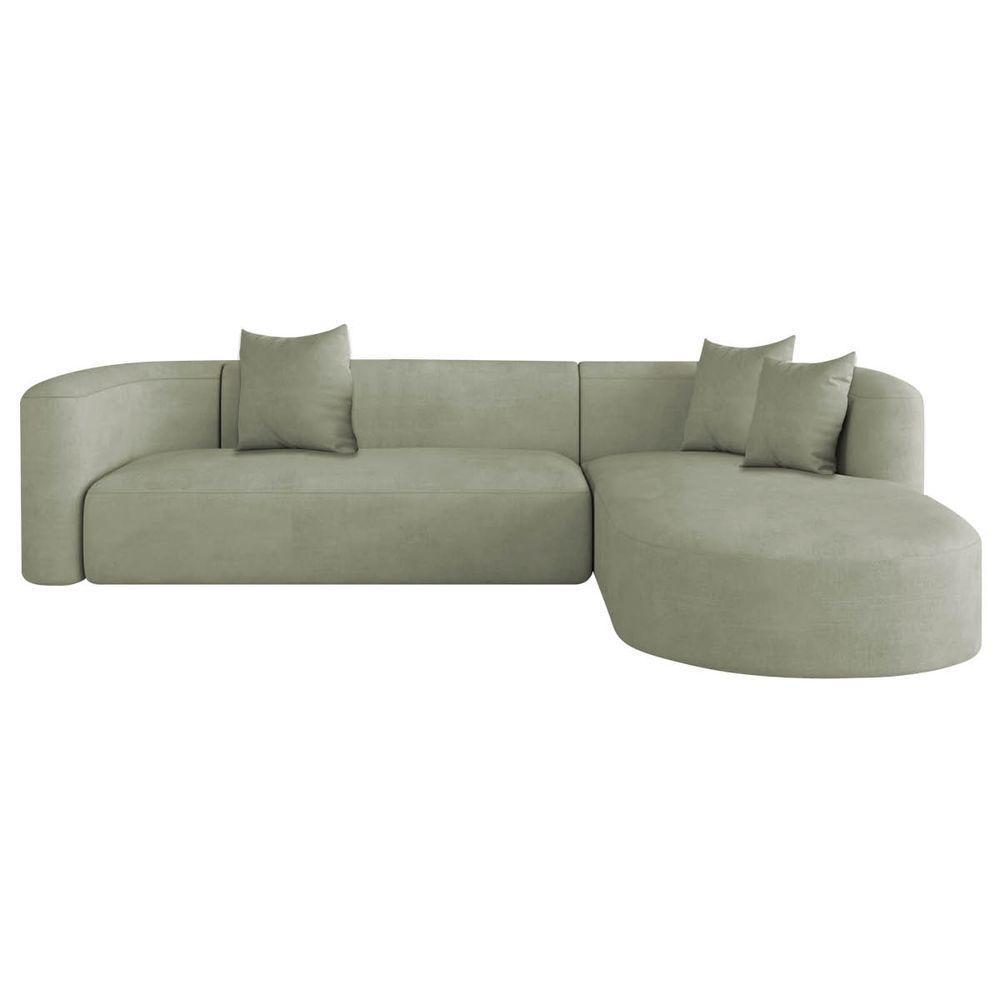 Sofá Modular Celinne Luxuoso Sala De Estar Decoração Luxo 265cm Bouclé Verde Oliva - 1
