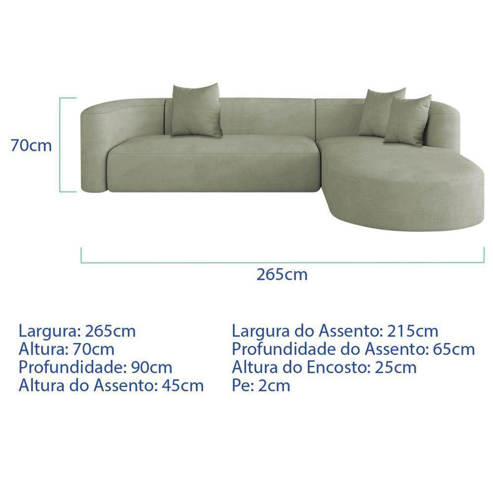 Sofá Modular Celinne Luxuoso Sala De Estar Decoração Luxo 265cm Bouclé Verde Oliva - 3