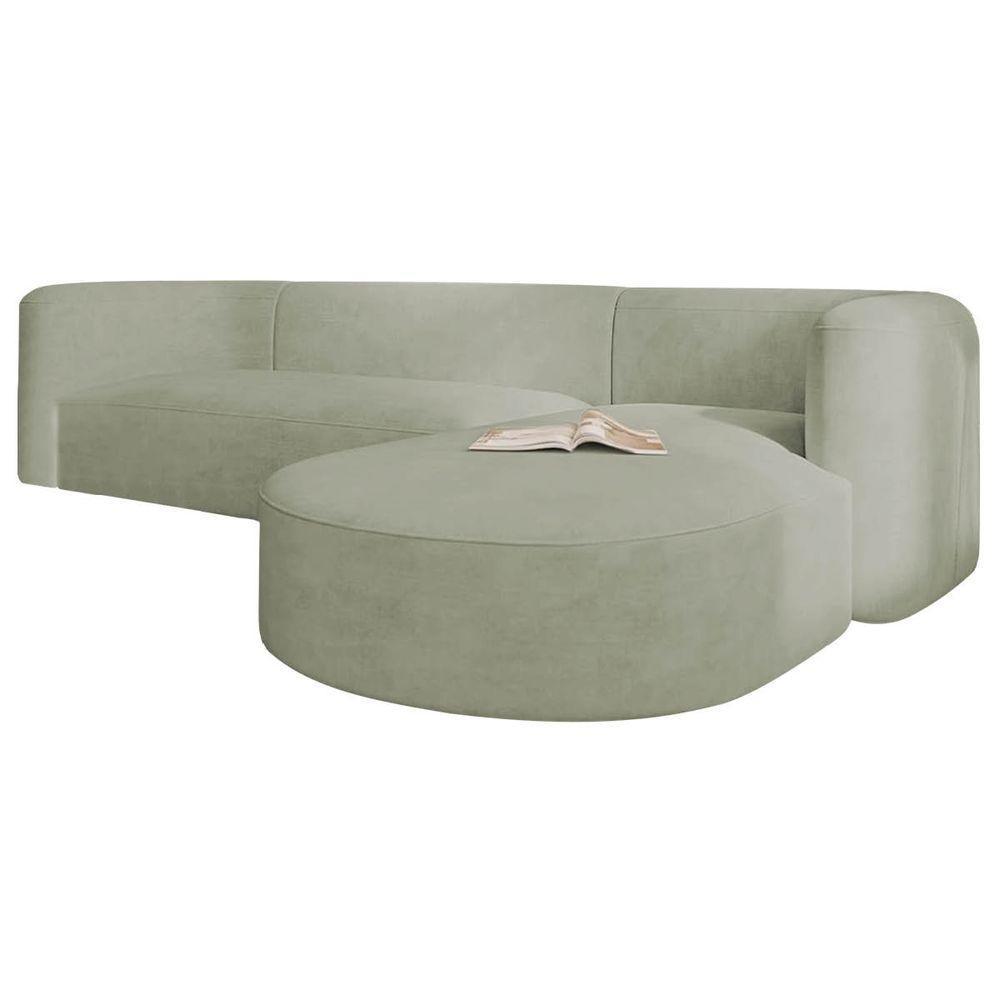 Sofá Modular Celinne Luxuoso Sala De Estar Decoração Luxo 265cm Bouclé Verde Oliva - 6