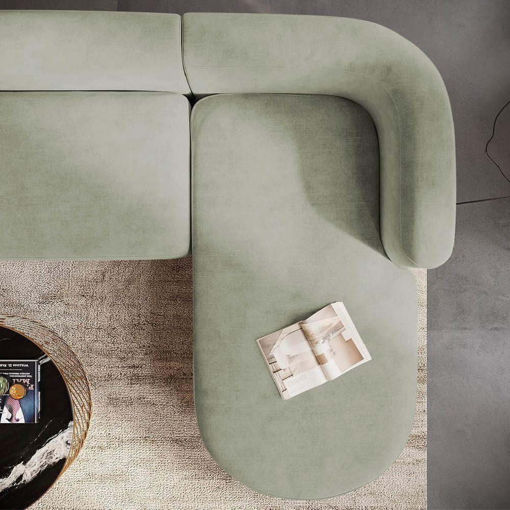 Sofá Modular Celinne Luxuoso Sala De Estar Decoração Luxo 265cm Bouclé Verde Oliva - 7