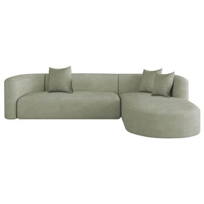 Sofá Modular Celinne Luxuoso Sala De Estar Decoração Luxo 265cm Bouclé Verde Oliva