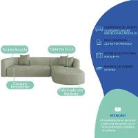 Sofá Modular Celinne Luxuoso Sala De Estar Decoração Luxo 265cm Bouclé Verde Oliva - 5