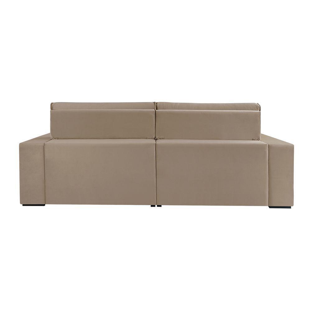 Sofá Retrátil E Reclinável Bee 1,90m Veludo Cor Bege 2137 Usb Com Kit Usb - 6