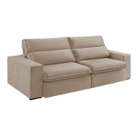 Sofá Retrátil E Reclinável Bee 1,90m Veludo Cor Bege 2137 Usb Sem Kit Usb - 3