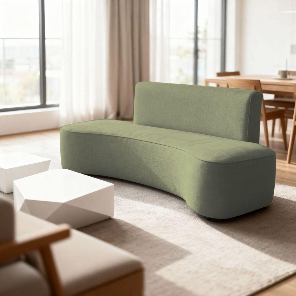 Sofá Orgânico Curvo Feijão Sala Elegante 3 Lugares Recepção Menta - 2