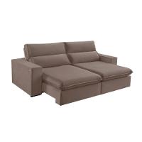 Sofá Retrátil E Reclinável Bee 2,30 M Veludo Cor Marrom Claro 2139 Usb Com Kit Usb - 2