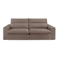 Sofá Retrátil E Reclinável Bee 2,30 M Veludo Cor Marrom Claro 2139 Usb Com Kit Usb