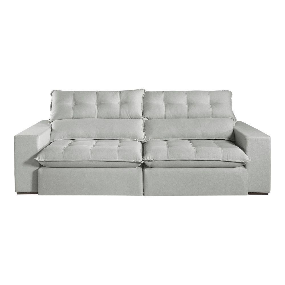 Sofá Retrátil E Reclinável Oregon 2,30m Linho Cor Gelo 2322 Usb Sem Kit Usb - 4