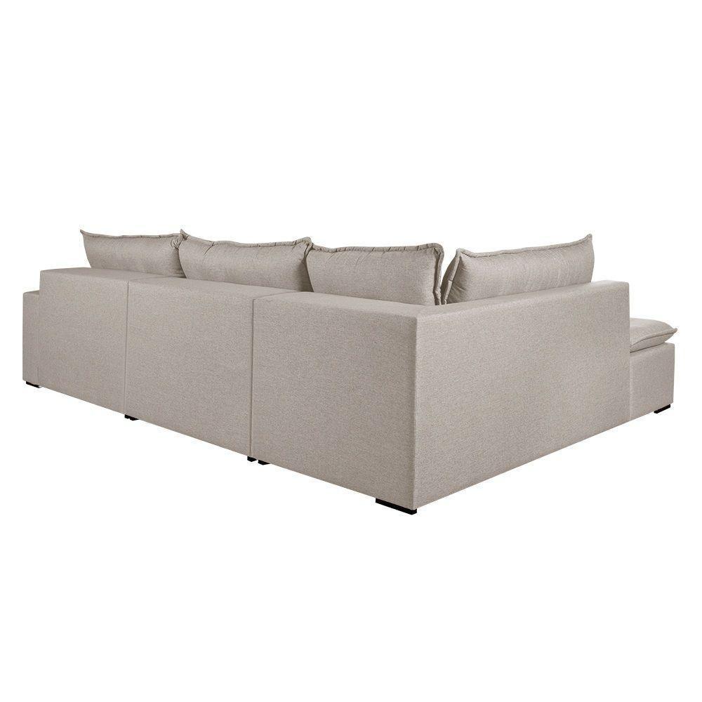 Sofá Retratil Com Chaise Esquerda Titan 7 Lugares 3,56m Tecido Linho Cor Cru 2320 - 6