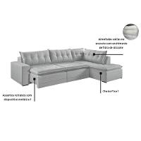 Sofá Retratil Com Chaise Esquerda Titan 6 Lugares 2,96m Tecido Linho Cor Cinza 2323 - 8