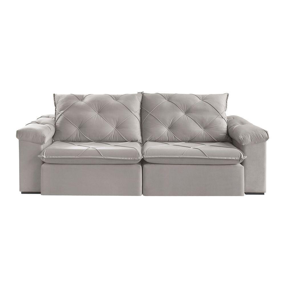 Sofá Retrátil E Reclinável Corniso 1,94m Veludo Cor Cinza 2107 Usb Sem Kit Usb - 4