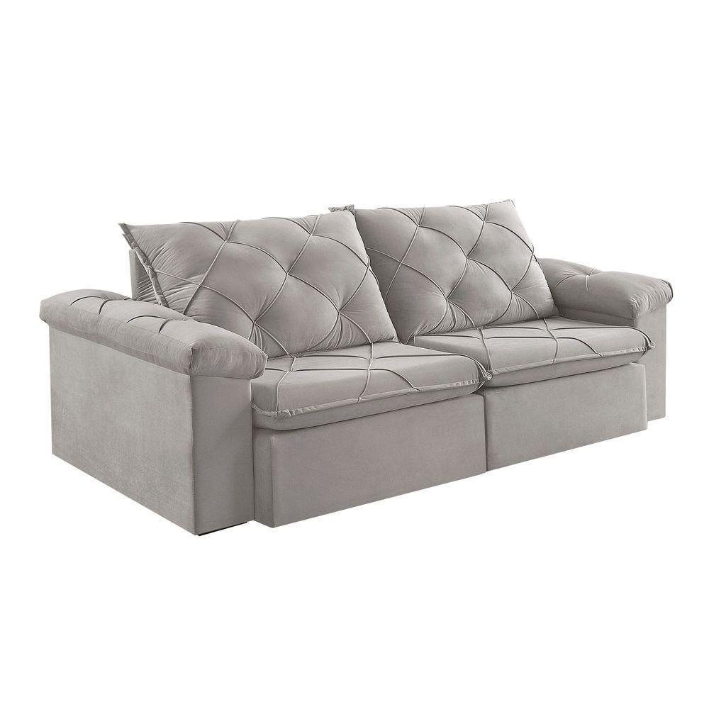 Sofá Retrátil E Reclinável Corniso 1,94m Veludo Cor Cinza 2107 Usb Sem Kit Usb - 6