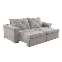 Sofá Retrátil E Reclinável Corniso 1,94m Veludo Cor Cinza 2107 Usb Sem Kit Usb - 2