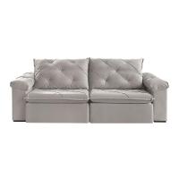 Sofá Retrátil E Reclinável Corniso 1,94m Veludo Cor Cinza 2107 Usb Sem Kit Usb