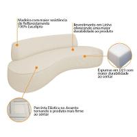 Sofá Curvo Sala De Estar Recepção Consultório Amsterdã 220cm Linho Cor Bege