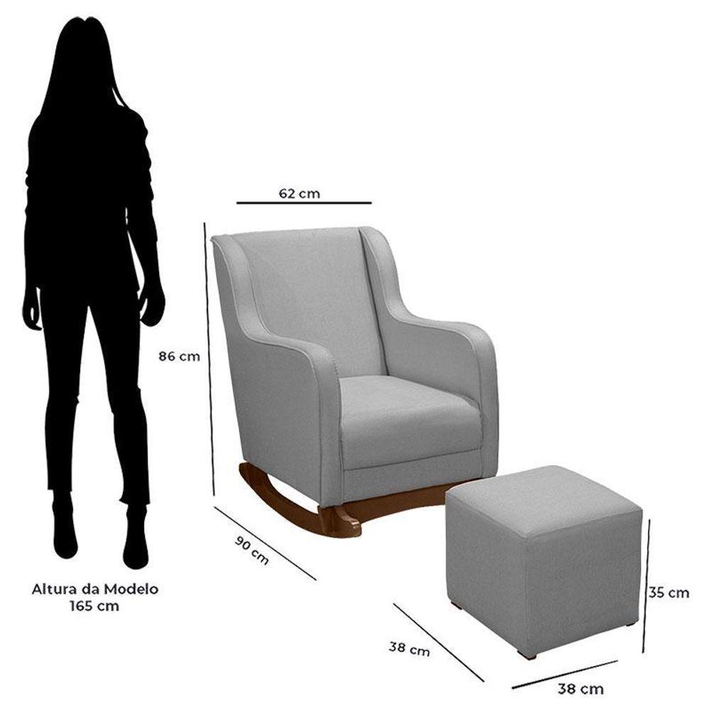 Poltrona Amamentação Aquila Plus Com Puff Linho Cinza - Fratello - 5