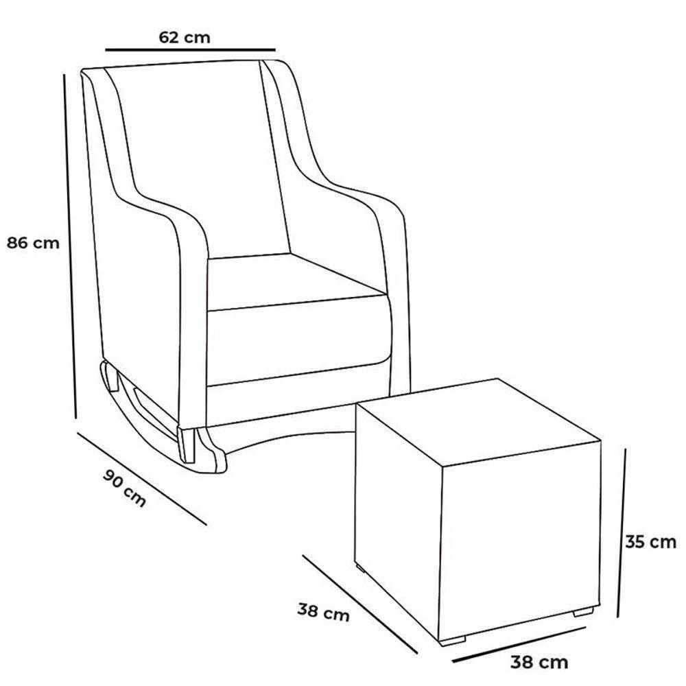 Poltrona Amamentação Aquila Plus Com Puff Linho Cinza - Fratello - 6