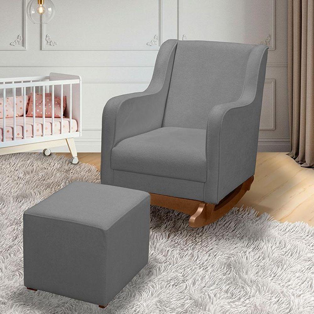 Poltrona Amamentação Aquila Plus Com Puff Boucle Cinza - Fratello - 7