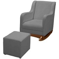 Poltrona Amamentação Aquila Plus Com Puff Boucle Cinza - Fratello - 1