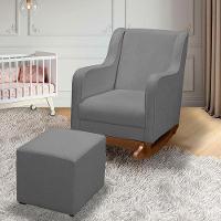 Poltrona Amamentação Aquila Plus Com Puff Boucle Cinza - Fratello - 7