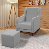 Poltrona Amamentação Aquila Plus Com Puff Veludo Cinza - Fratello - 6