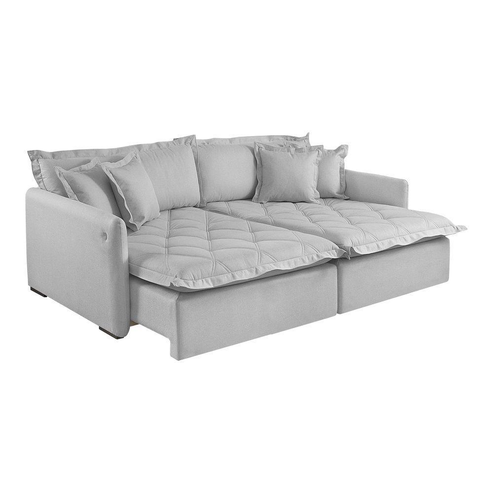 Sofá Retrátil E Reclinável Iris 2,00m Linho Cor Cinza 2341 Usb Com Kit Usb - 2