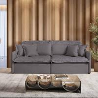 Sofá Retrátil E Reclinável Iris 2,20m Linho Cor Grafite 2342 Usb Com Kit Usb - 1