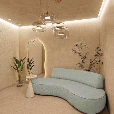 Sofá Curvo Sala De Estar Recepção Consultório Amsterdã 220cm Bouclé Cor Verde Oliva