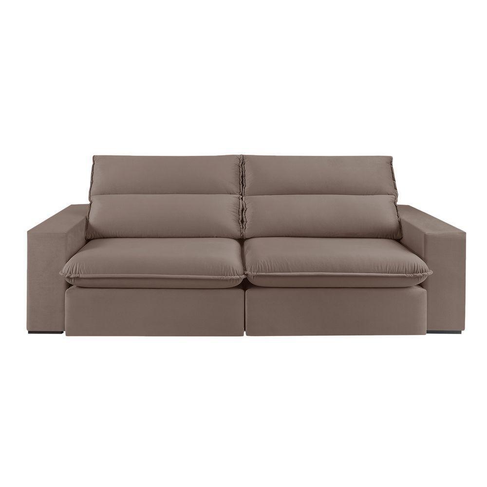 Sofá Retrátil E Reclinável Bee 1,90m Veludo Cor Marrom Claro 2139 Usb Sem Kit Usb - 4