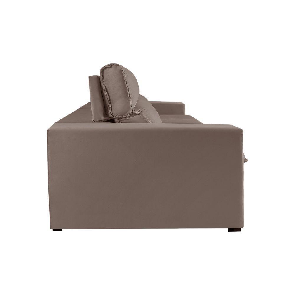 Sofá Retrátil E Reclinável Bee 1,90m Veludo Cor Marrom Claro 2139 Usb Sem Kit Usb - 5