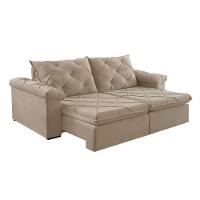 Sofá Retrátil E Reclinável Corniso 2,54m Veludo Cor Bege 2137 Usb Sem Kit Usb - 3