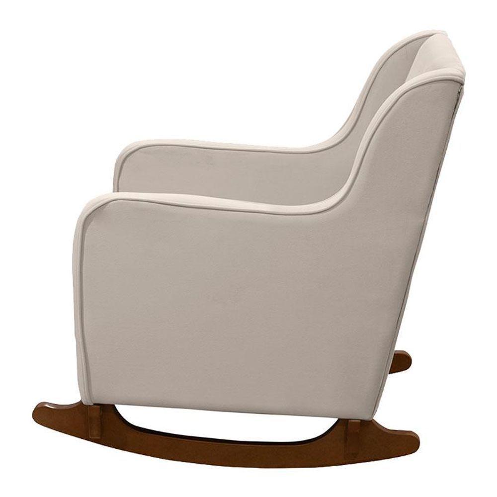 Poltrona Amamentação Aquila Plus Com Puff Veludo Off White - Fratello - 3