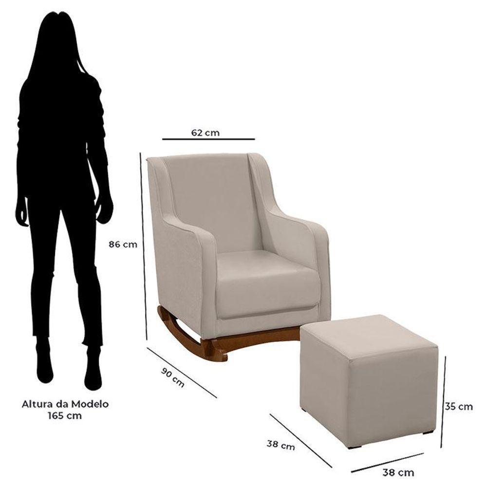 Poltrona Amamentação Aquila Plus Com Puff Veludo Off White - Fratello - 4