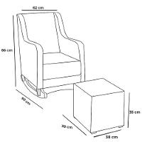 Poltrona Amamentação Aquila Plus Com Puff Veludo Off White - Fratello - 5