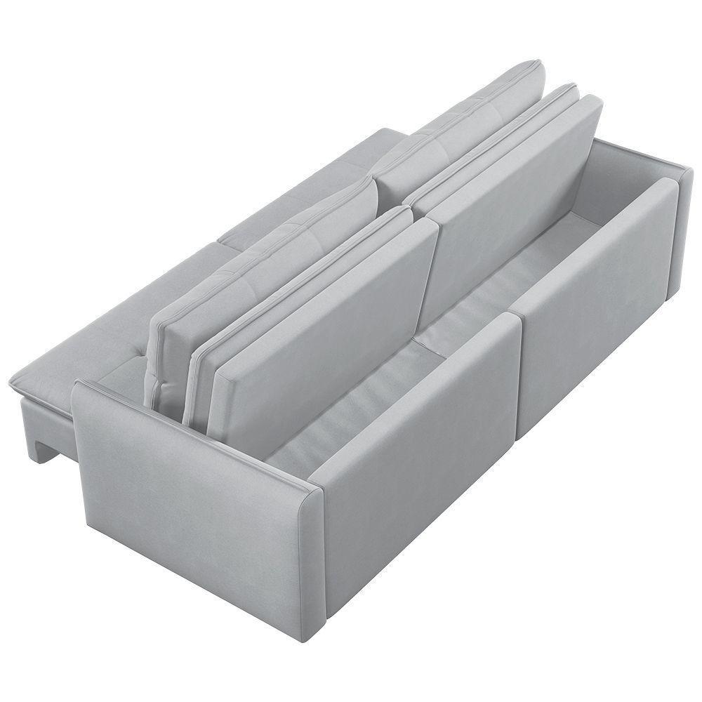 Sofá Retrátil E Reclinável Lavanda 2,20m Linho Cor Gelo 2322 - 2