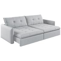 Sofá Retrátil E Reclinável Lavanda 2,20m Linho Cor Gelo 2322 - 1