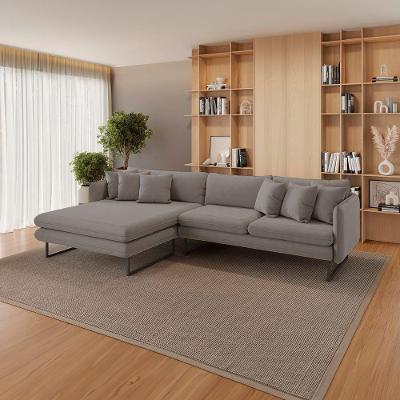 Sofá Jade Com Chaise Lateral Esquerda 2,84m Em Linho Cor Fendi 2522