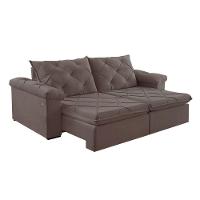 Sofá Retrátil E Reclinável Corniso 1,94m Veludo Cor Marrom 2131 Usb Com Kit Usb - 2