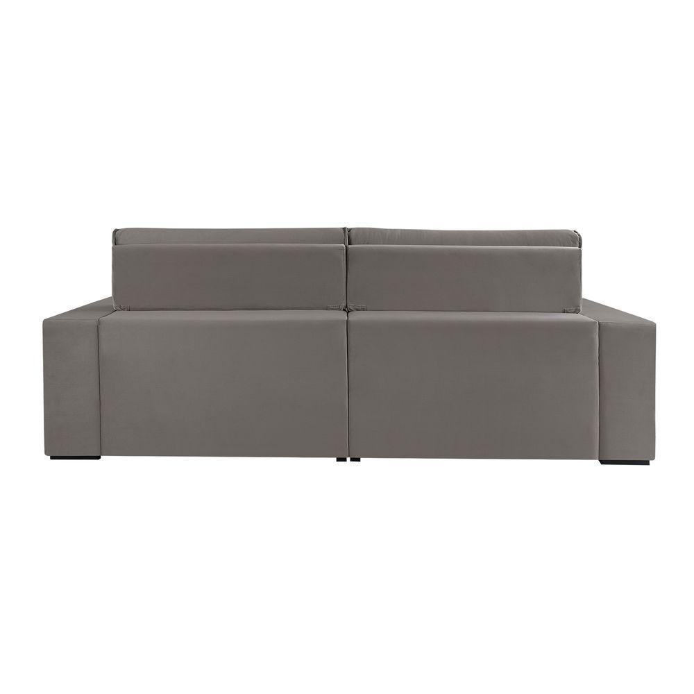 Sofá Retrátil E Reclinável Bee 2,30 M Veludo Cor Cinza 2103 Usb Sem Kit Usb - 6