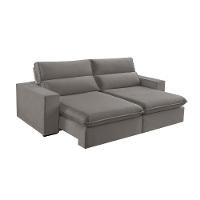 Sofá Retrátil E Reclinável Bee 2,30 M Veludo Cor Cinza 2103 Usb Sem Kit Usb - 2