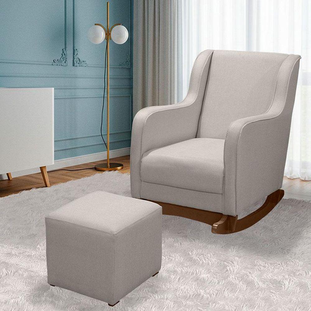 Poltrona Amamentação Aquila Plus Com Puff Linho Off White - Fratello - 7