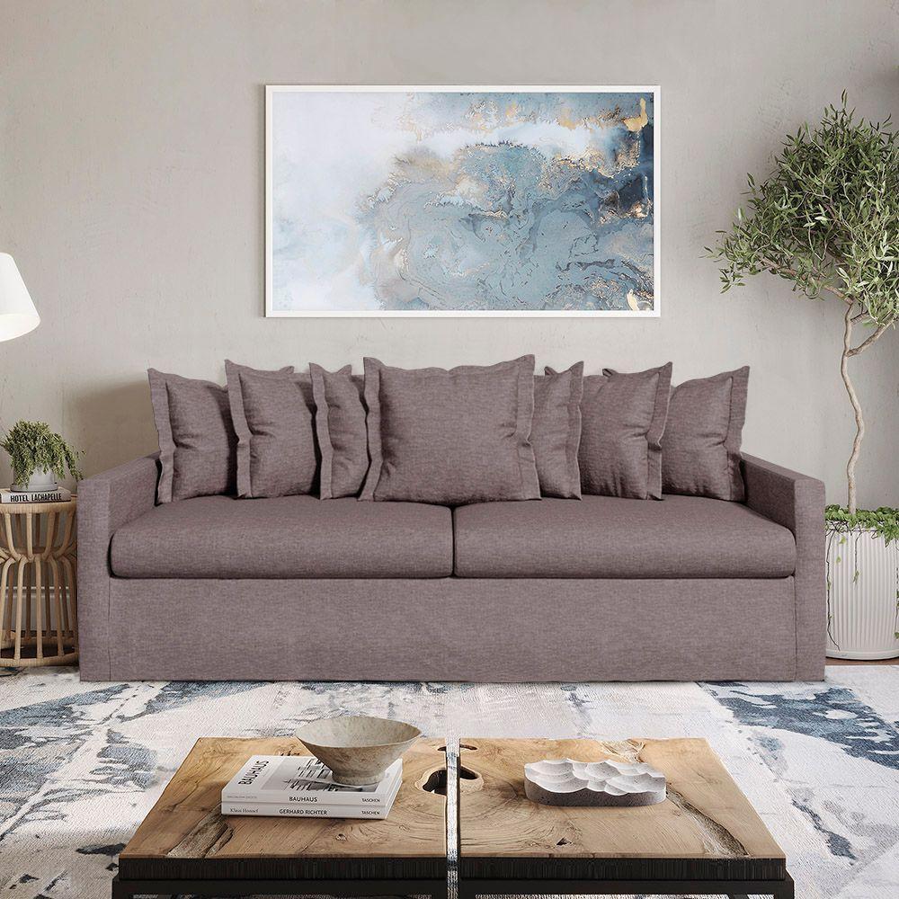 Sofá Living Laguna 2,40m Com Capa Removível Lavável Cor Prata 2252 - 1