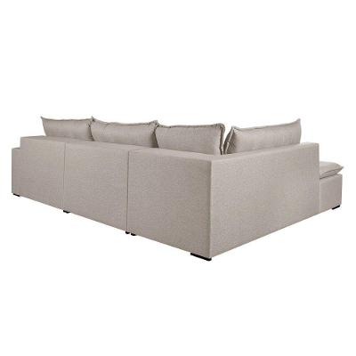 Sofá Retratil Com Chaise Esquerda Titan 6 Lugares 3,16m Tecido Linho Cor Cru 2320