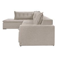 Sofá Retratil Com Chaise Esquerda Titan 6 Lugares 3,16m Tecido Linho Cor Cru 2320 - 6
