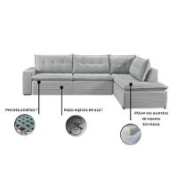 Sofá Retratil Com Chaise Esquerda Titan 6 Lugares 3,16m Tecido Linho Cor Cru 2320 - 7