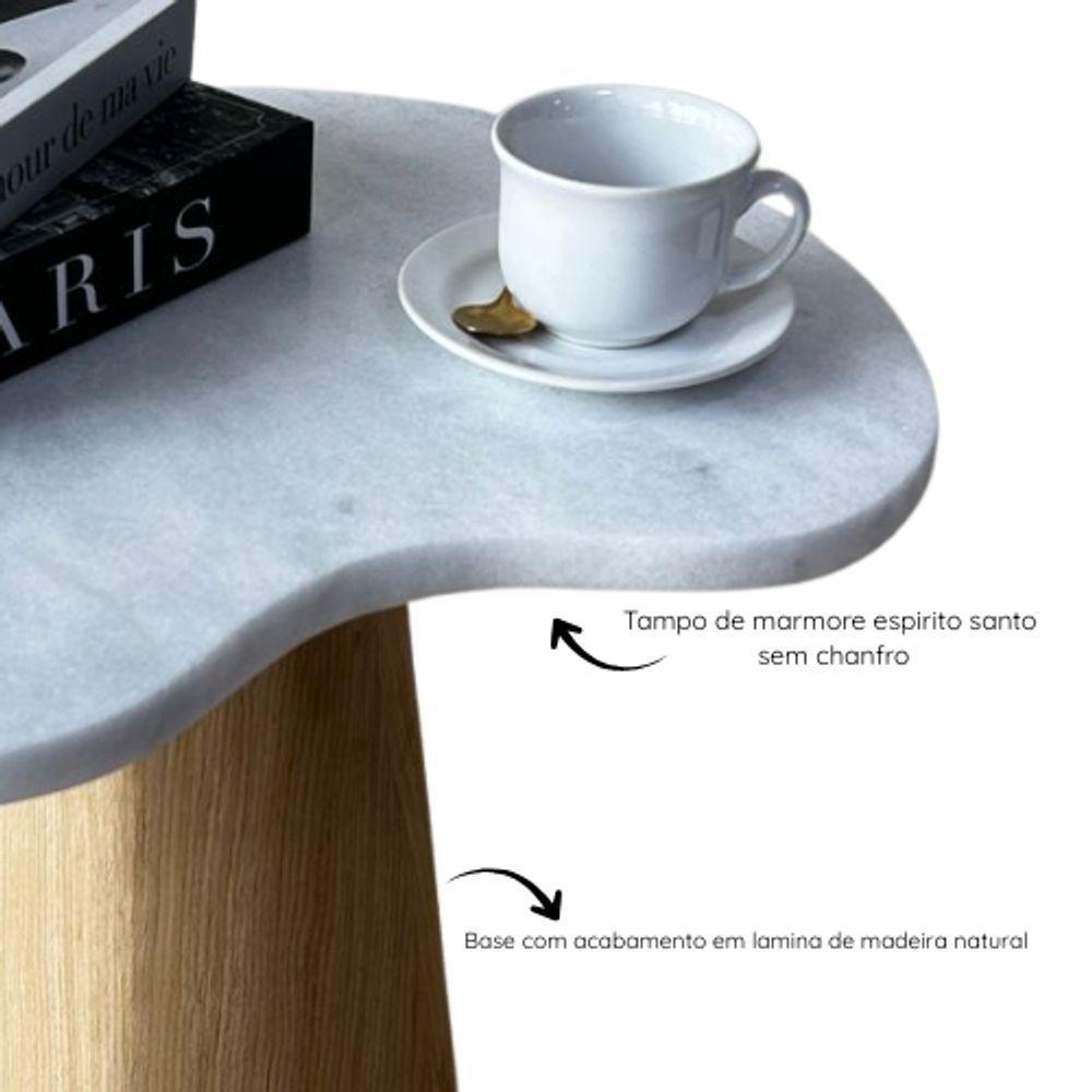 Mesa Lateral Cone Orgânica 41cm Mármore Espirito Santo E Madeira - 3