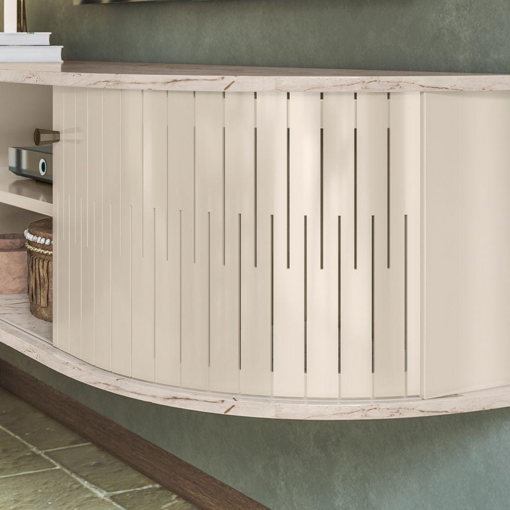 Rack Tv 60 Pol 136cm Bancada Suspenso Ripado Norezi M20 - D'rossi Calacata E Off White - 4